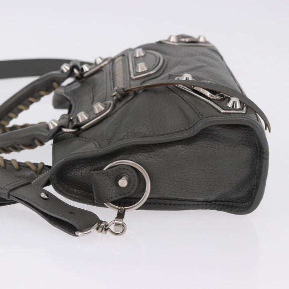 BALENCIAGA Classic Metal Edge City Bag Leather 2way Gray 390160 Auth ka5998SAM