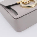 Salvatore Ferragamo Gancini Shoulder Bag Leather Gray Gold Auth ka6000V-11