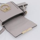 Salvatore Ferragamo Gancini Shoulder Bag Leather Gray Gold Auth ka6000V-17