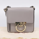Salvatore Ferragamo Gancini Shoulder Bag Leather Gray Gold Auth ka6000V-27