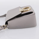 Salvatore Ferragamo Gancini Shoulder Bag Leather Gray Gold Auth ka6000V-4