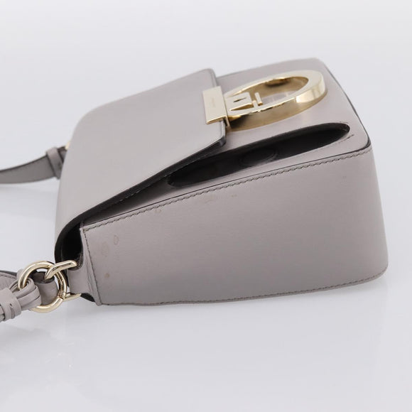Salvatore Ferragamo Gancini Shoulder Bag Leather Gray Gold Auth ka6000V