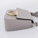 Salvatore Ferragamo Gancini Shoulder Bag Leather Gray Gold Auth ka6000V-5