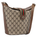 GUCCI GG Supreme Web Sherry Line Shoulder Bag PVC Beige 89 02 081 Auth ka6001-1