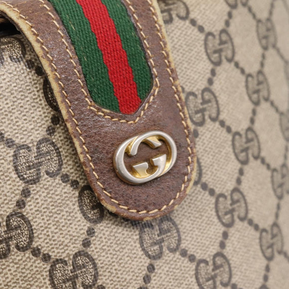 GUCCI GG Supreme Web Sherry Line Shoulder Bag PVC Beige 89 02 081 Auth ka6001