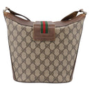 GUCCI GG Supreme Web Sherry Line Shoulder Bag PVC Beige 89 02 081 Auth ka6001-3