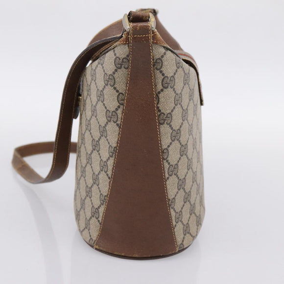 GUCCI GG Supreme Web Sherry Line Shoulder Bag PVC Beige 89 02 081 Auth ka6001