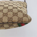 GUCCI GG Canvas Web Sherry Line Shoulder Bag Beige Gold 144388 Auth ka6002-6