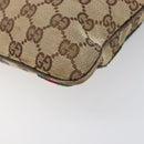 GUCCI GG Canvas Web Sherry Line Shoulder Bag Beige Gold 144388 Auth ka6002-15