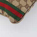GUCCI GG Canvas Web Sherry Line Shoulder Bag Beige Gold 144388 Auth ka6002-16