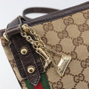 GUCCI GG Canvas Web Sherry Line Shoulder Bag Beige Gold 144388 Auth ka6002-18