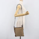 GUCCI GG Canvas Web Sherry Line Shoulder Bag Beige Gold 144388 Auth ka6002-24