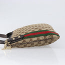 GUCCI GG Canvas Web Sherry Line Shoulder Bag Beige Gold 144388 Auth ka6002-4
