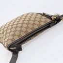 GUCCI GG Canvas Web Sherry Line Shoulder Bag Beige Gold 144388 Auth ka6002-7
