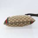 GUCCI GG Canvas Web Sherry Line Shoulder Bag Beige Gold 144388 Auth ka6002-5