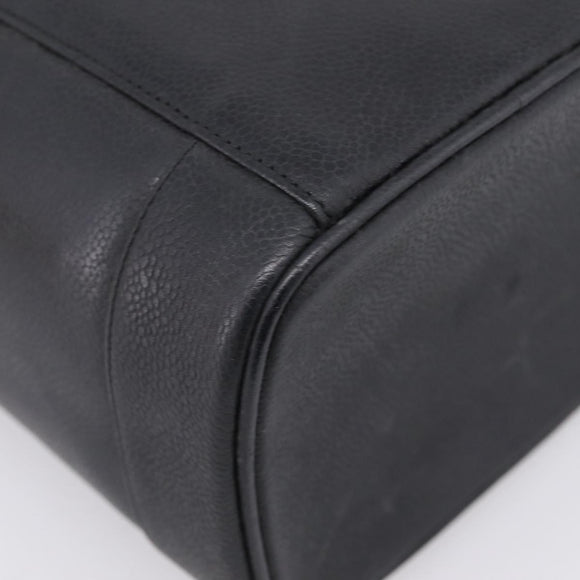 CHANEL COCO Mark Vanity Hand Bag Caviar Skin Black Gold CC Auth ka6003