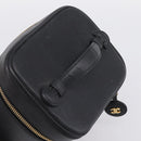 CHANEL COCO Mark Vanity Hand Bag Caviar Skin Black Gold CC Auth ka6003-6