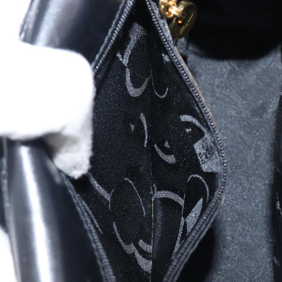 Salvatore Ferragamo Shoulder Bag Leather Black Gold Auth ka6004