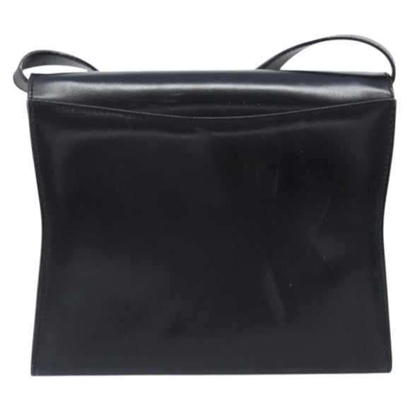 Salvatore Ferragamo Shoulder Bag Leather Black Gold Auth ka6004