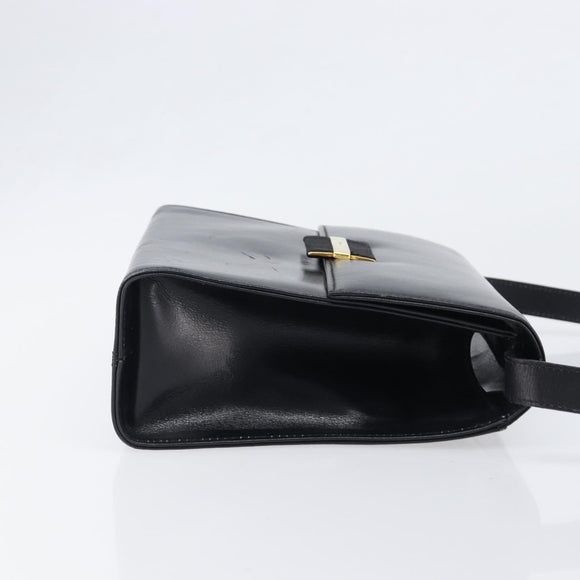 Salvatore Ferragamo Shoulder Bag Leather Black Gold Auth ka6004