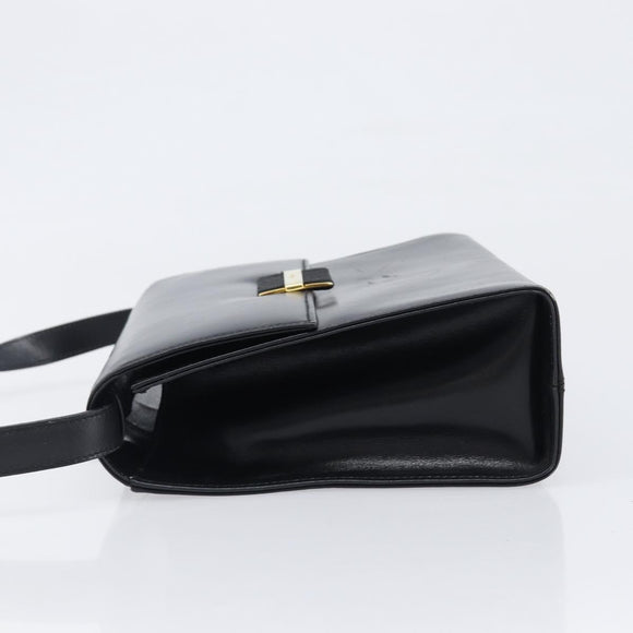 Salvatore Ferragamo Shoulder Bag Leather Black Gold Auth ka6004