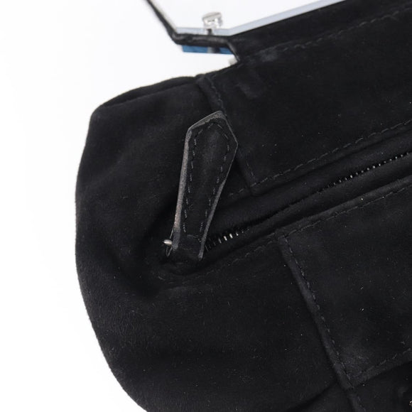 FENDI Hand Bag Suede Black Silver Auth ka6006A