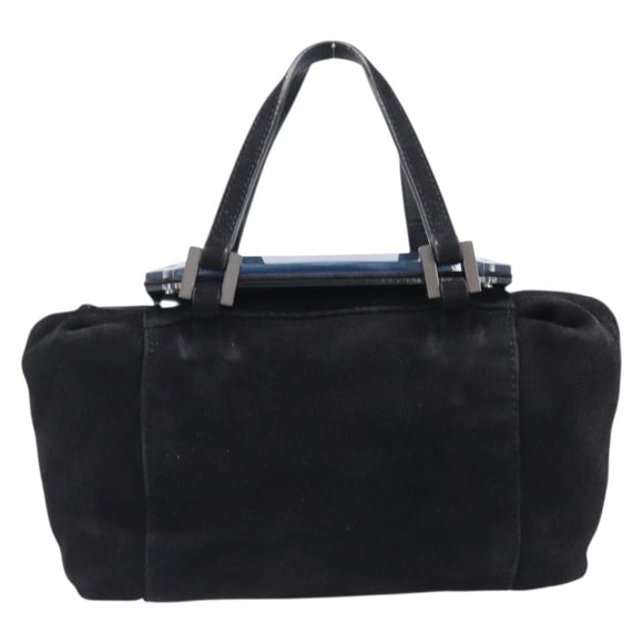 FENDI Hand Bag Suede Black Silver Auth ka6006A