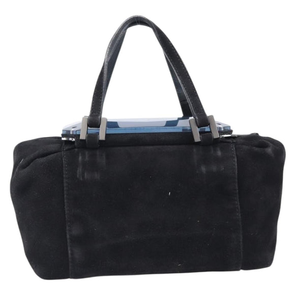 FENDI Hand Bag Suede Black Silver Auth ka6006A