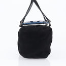 FENDI Hand Bag Suede Black Silver Auth ka6006A-4