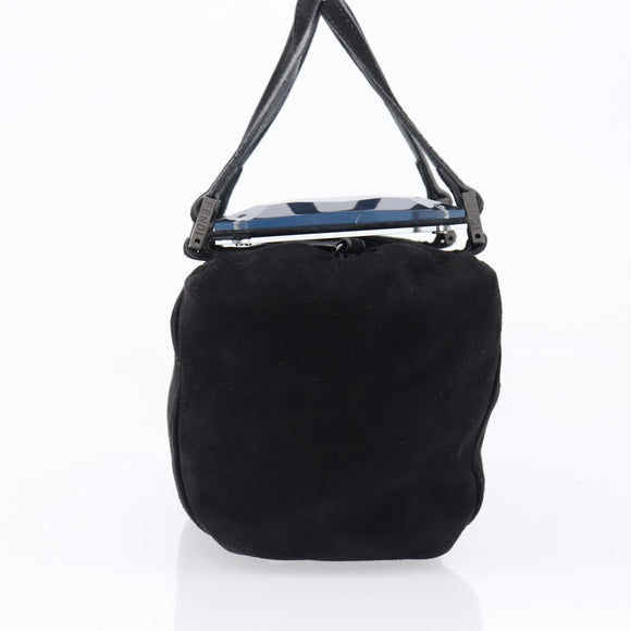 FENDI Hand Bag Suede Black Silver Auth ka6006A