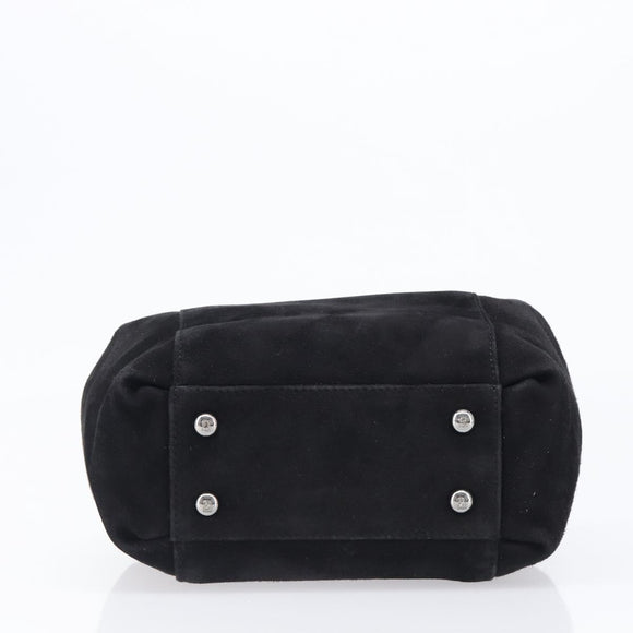 FENDI Hand Bag Suede Black Silver Auth ka6006A
