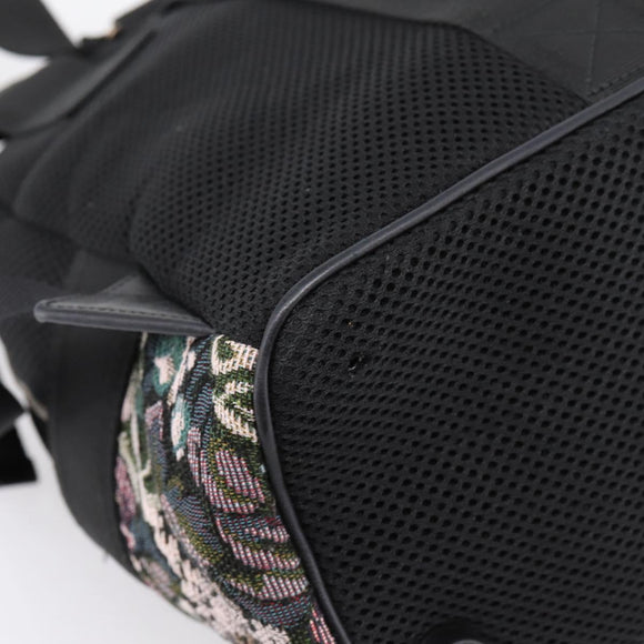 Miu Miu Backpack Canvas Black Silver Auth ka6007