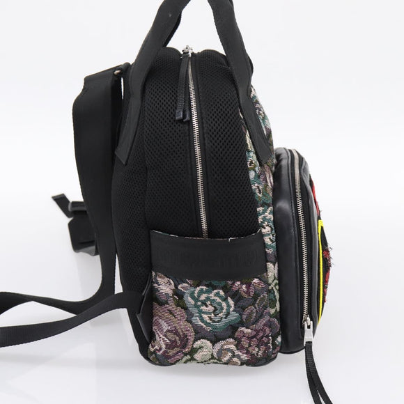 Miu Miu Backpack Canvas Black Silver Auth ka6007