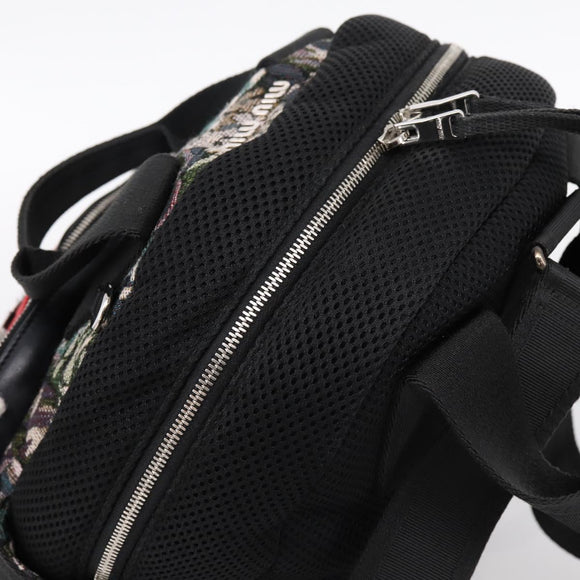 Miu Miu Backpack Canvas Black Silver Auth ka6007