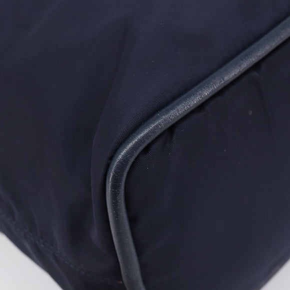 CELINE Hand Bag Nylon Navy Gold Auth ka6008