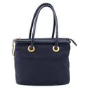 CELINE Hand Bag Nylon Navy Gold Auth ka6008-13