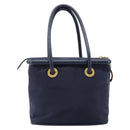 CELINE Hand Bag Nylon Navy Gold Auth ka6008-2
