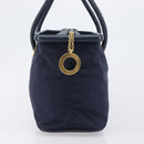 CELINE Hand Bag Nylon Navy Gold Auth ka6008-4