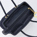 CELINE Hand Bag Nylon Navy Gold Auth ka6008-6