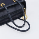CELINE Hand Bag Nylon Navy Gold Auth ka6008-7