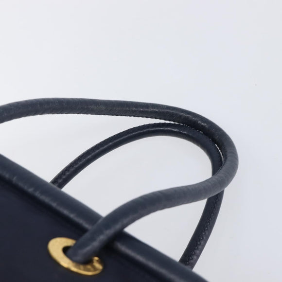 CELINE Hand Bag Nylon Navy Gold Auth ka6008