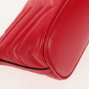 GUCCI GG Marmont Accessory Pouch Leather Red Gold 739166 Auth ka600V-11