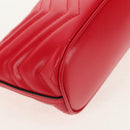 GUCCI GG Marmont Accessory Pouch Leather Red Gold 739166 Auth ka600V-13