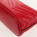 GUCCI GG Marmont Accessory Pouch Leather Red Gold 739166 Auth ka600V-14