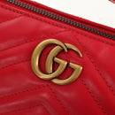 GUCCI GG Marmont Accessory Pouch Leather Red Gold 739166 Auth ka600V-15