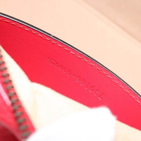 GUCCI GG Marmont Accessory Pouch Leather Red Gold 739166 Auth ka600V