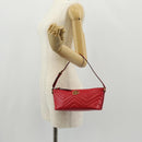 GUCCI GG Marmont Accessory Pouch Leather Red Gold 739166 Auth ka600V-24