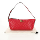 GUCCI GG Marmont Accessory Pouch Leather Red Gold 739166 Auth ka600V-25