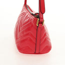 GUCCI GG Marmont Accessory Pouch Leather Red Gold 739166 Auth ka600V-5