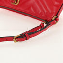 GUCCI GG Marmont Accessory Pouch Leather Red Gold 739166 Auth ka600V-8